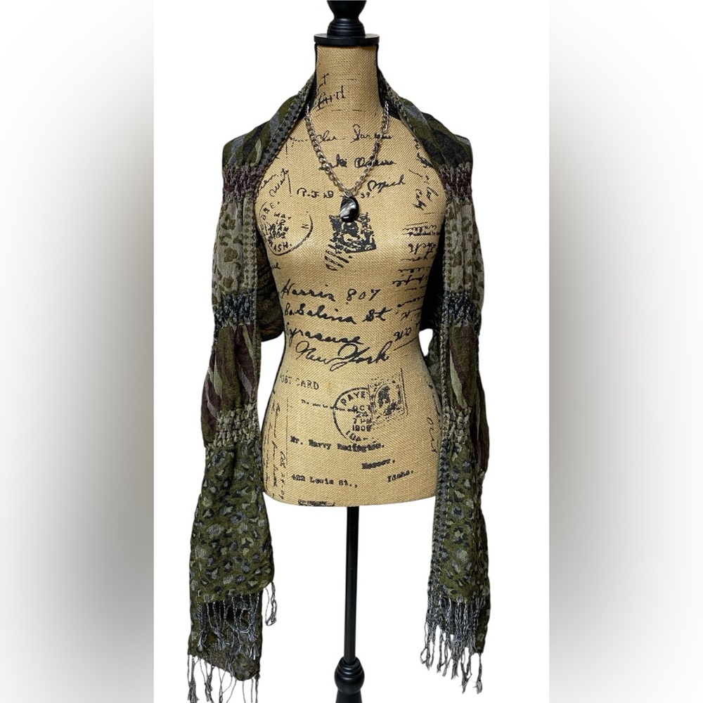 BOHO Green/Earth Tones & Patterned Women's Scarf w/Multi Ways to Wear!